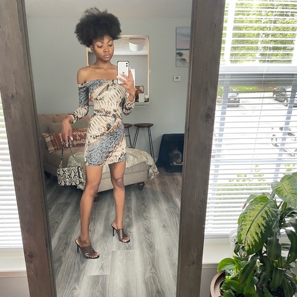 Animal Print Offshoulder Mini Dress - Picture 10 of 10